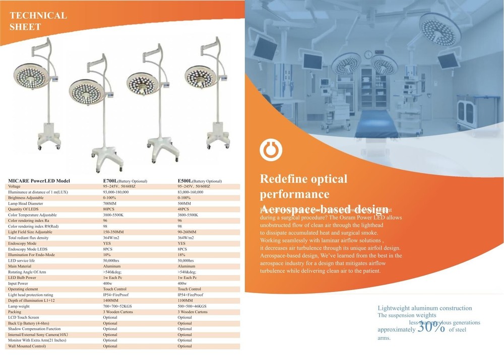 Surgical ceiling lamp MICARE POWER LED E700/500