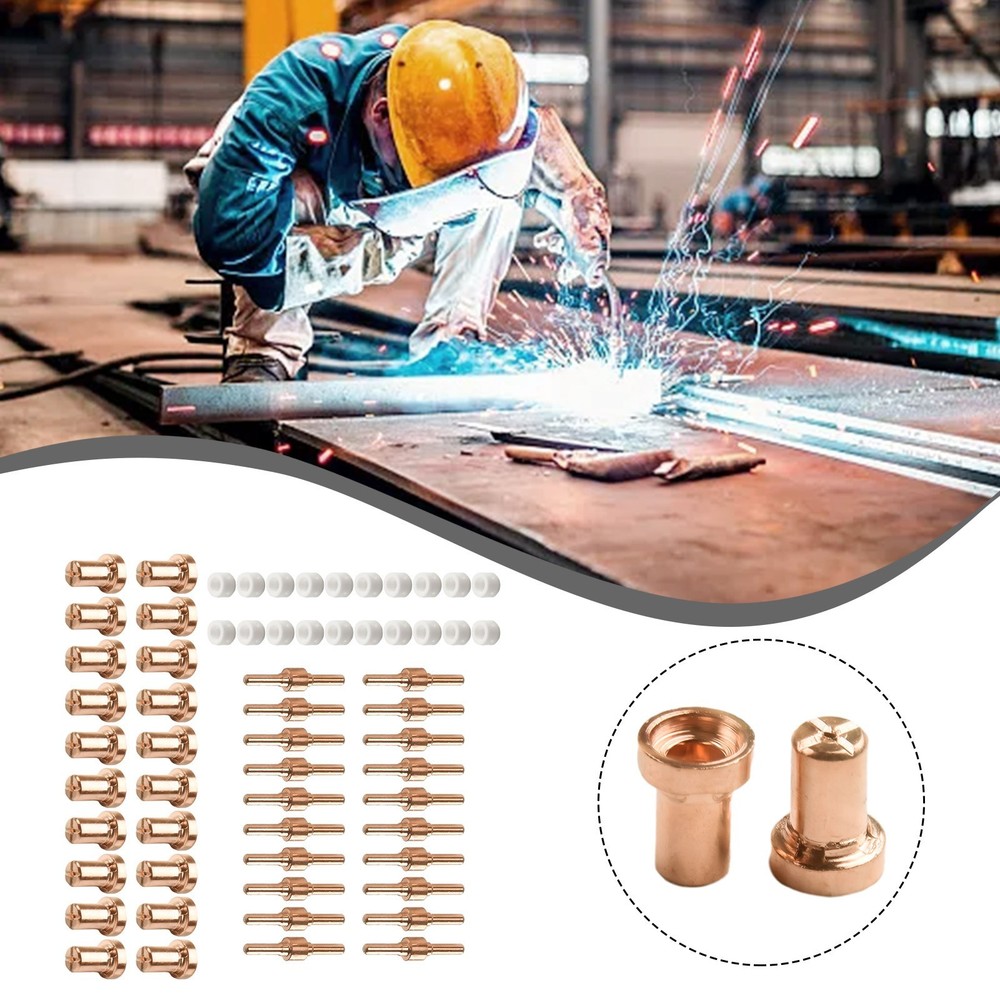 Copper Tips and Electrodes 60 Pcs Plasma Cutter Nozzle Tips for CUT40