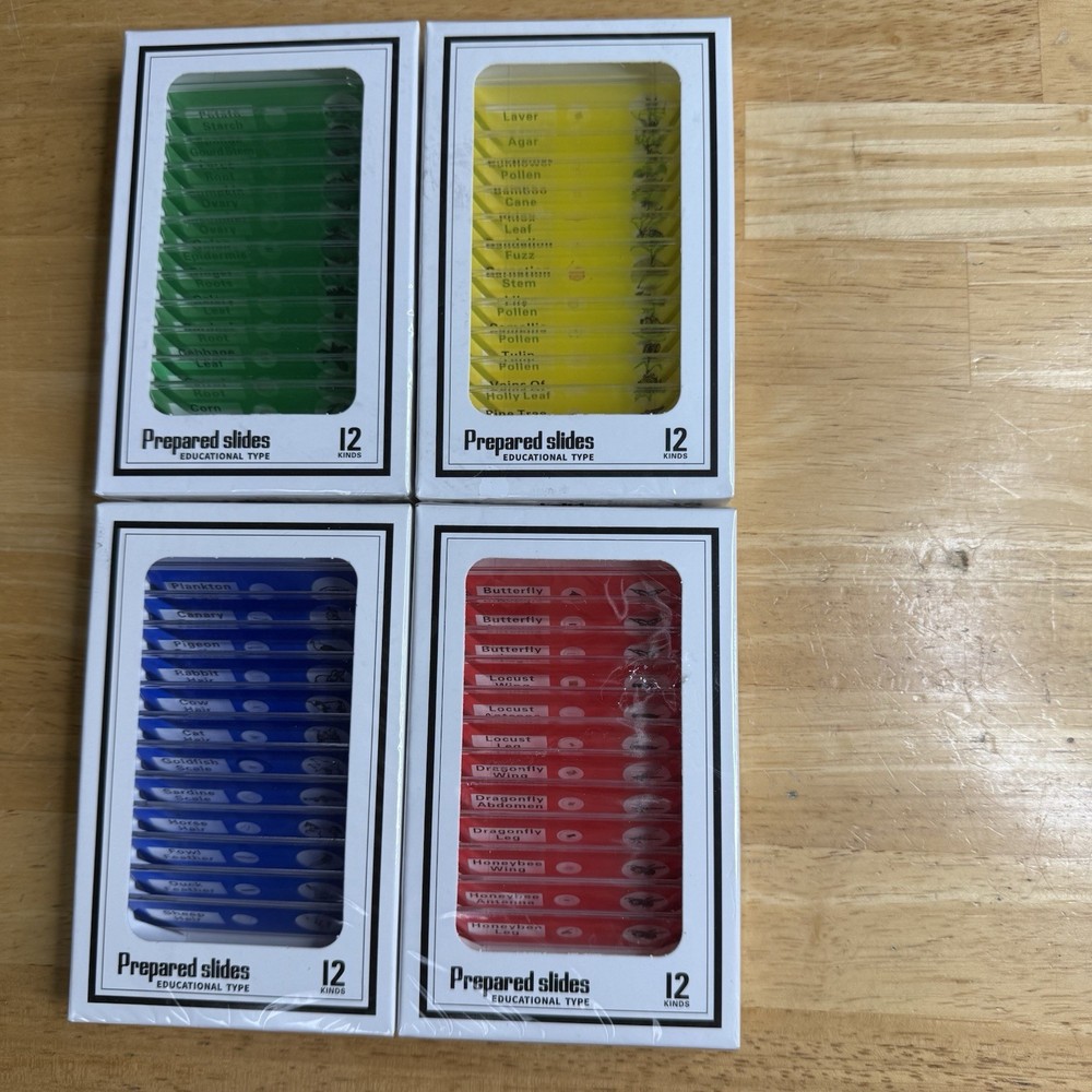 NEW (48) Lot Educational Type Prepared Microscope Slides - Plastic - DIY-Science