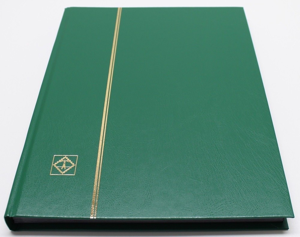 GREEN 32 Page Hardcover Stamp Stock Book, BLACK Pages, 9 Strips/Page, Lighthouse