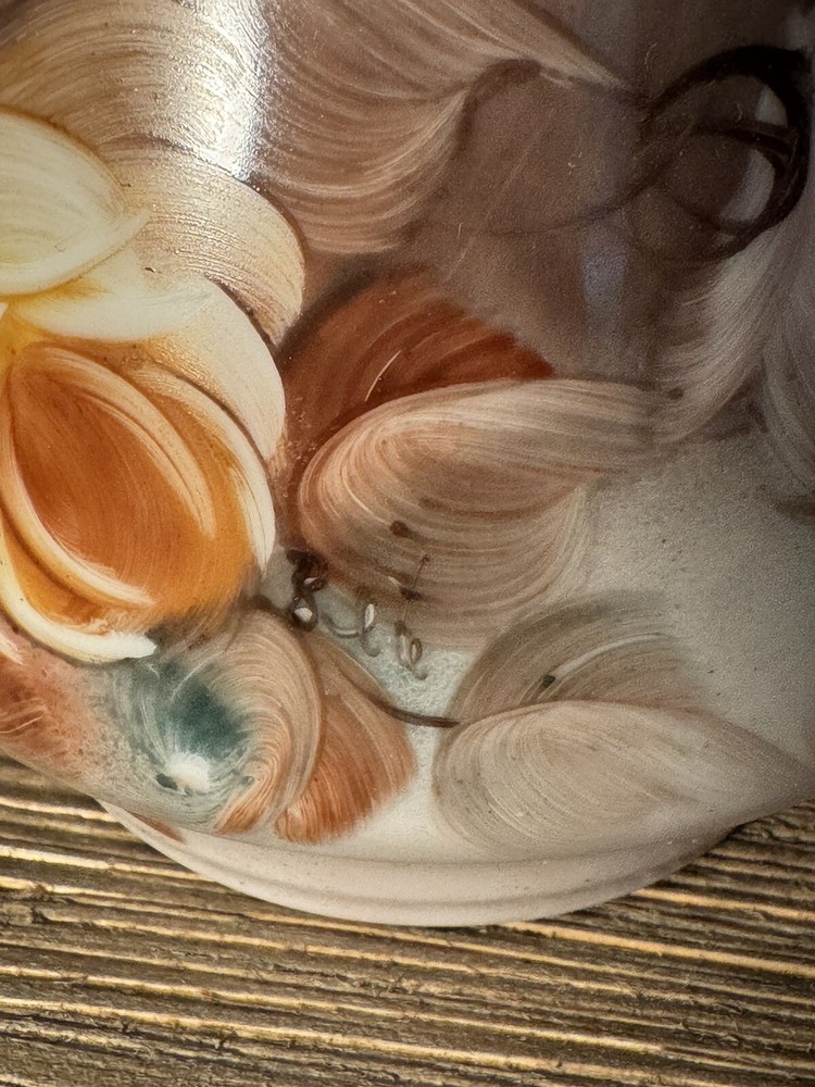 Hand painted Signed satin finish vase