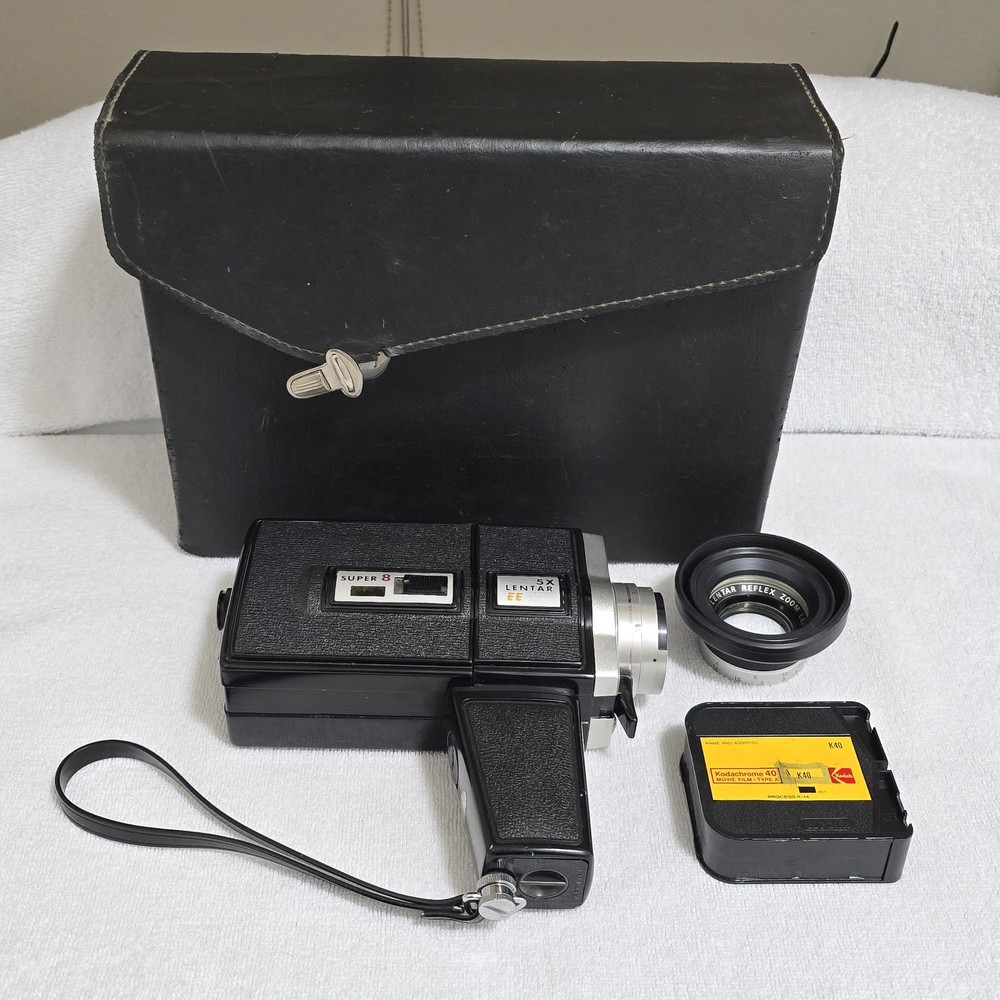 Vintage Super 8 Reflex Zoom Camera Lentar 5x Lens Bundle Untested