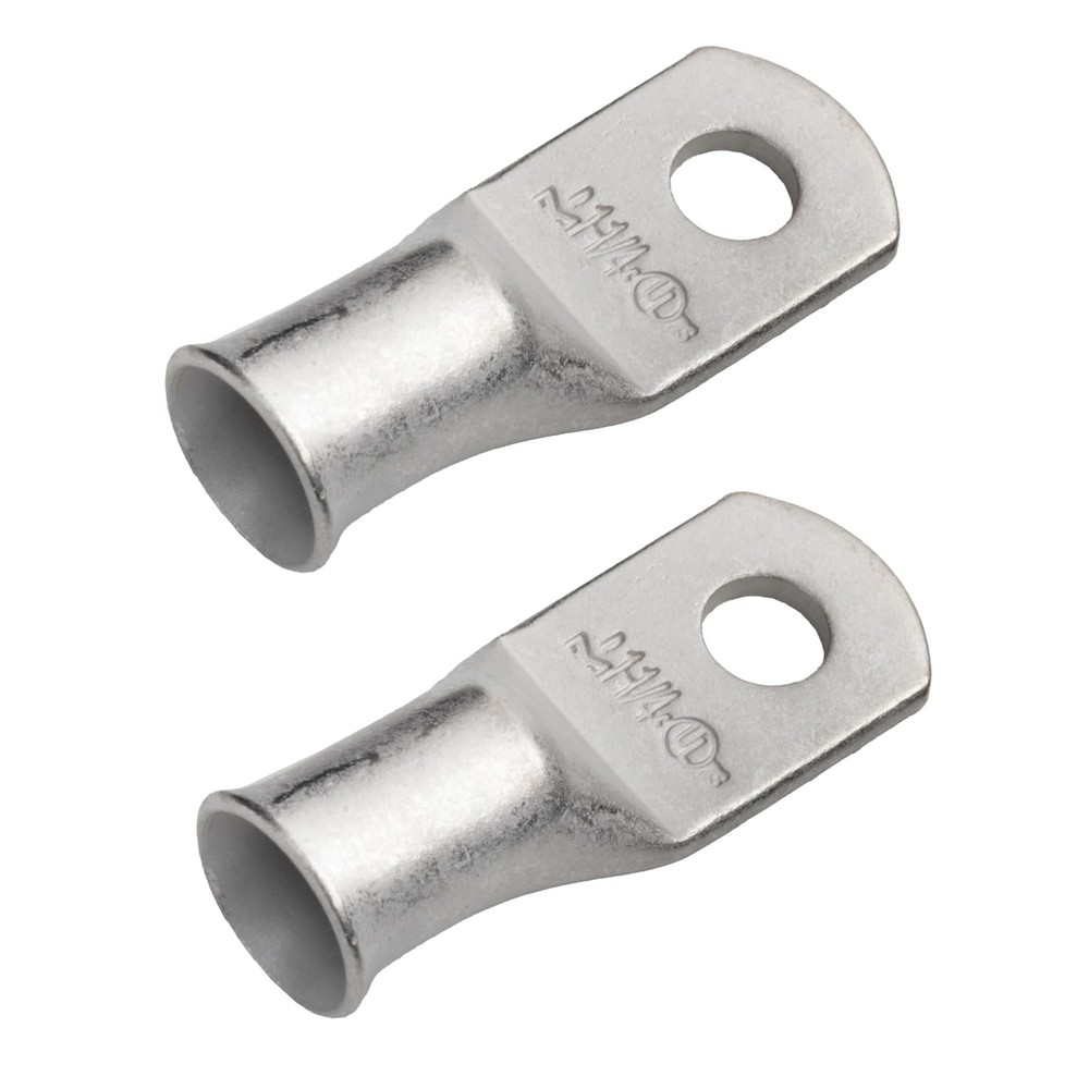 SELTERM 2pcs 1 AWG 1/4 Stud Tinned Copper Wire Lugs, Battery Cable Ends, Ring...