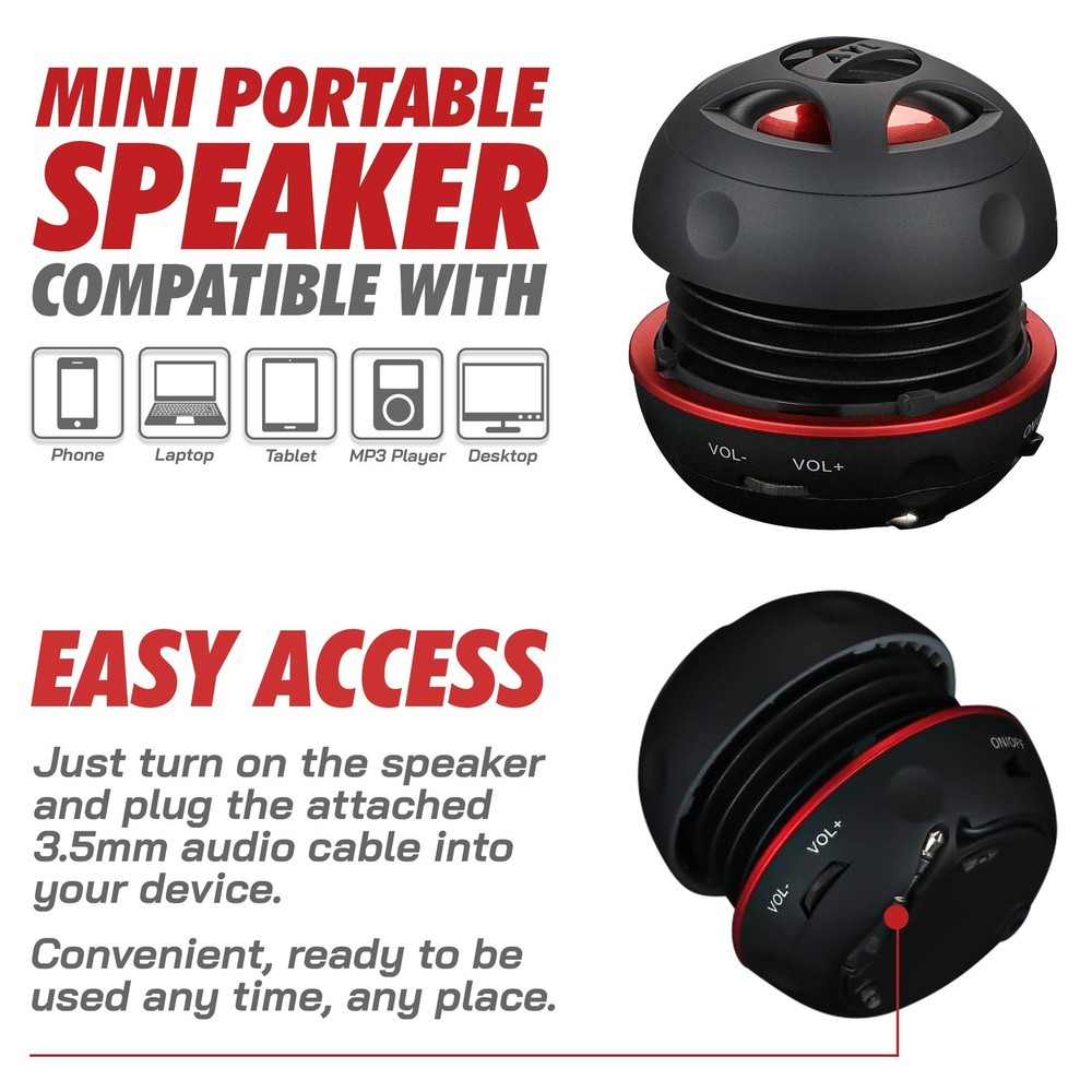 Mini Speaker System, Portable Plug-in Speaker with 3.5mm Aux Input, External ...