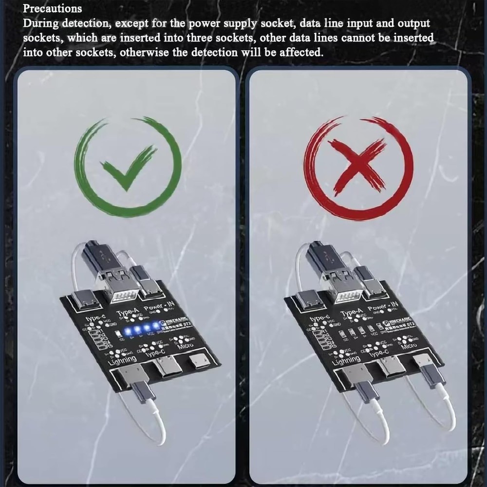 DT3 ON-Off Data Cable Detection Board USB Tester for iOS Android Black