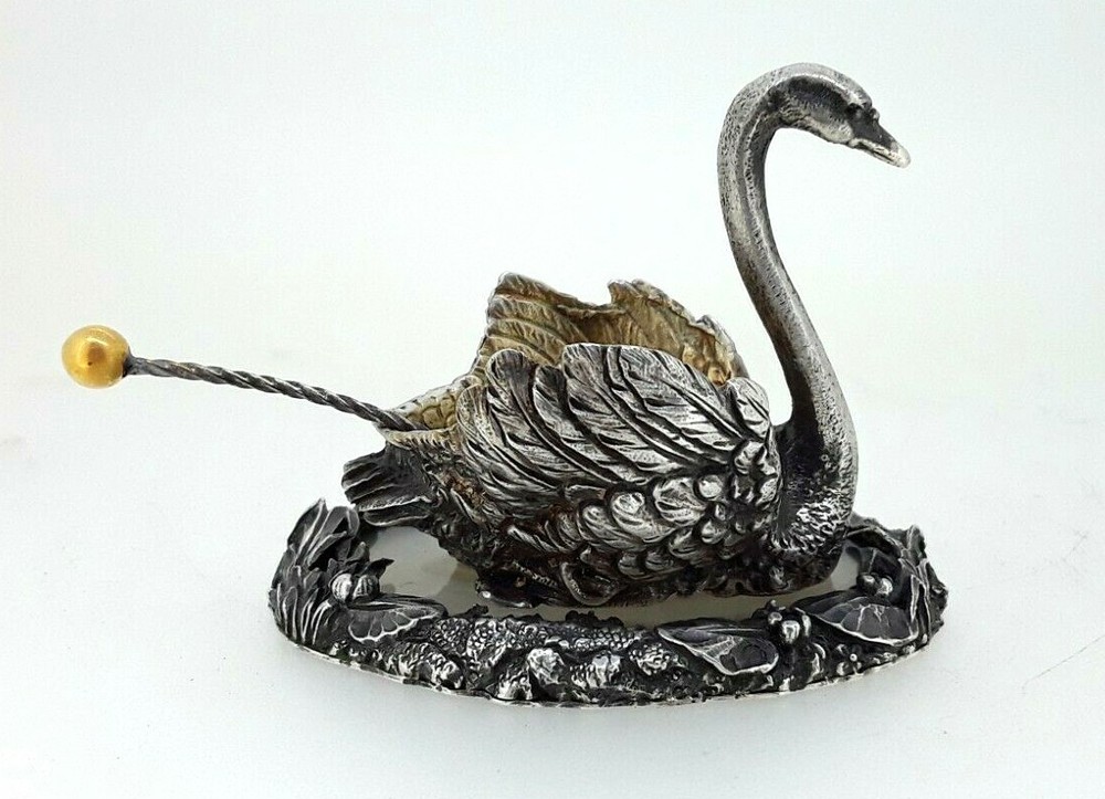 Antique Russian silver gilt and Agate Saltcellar.