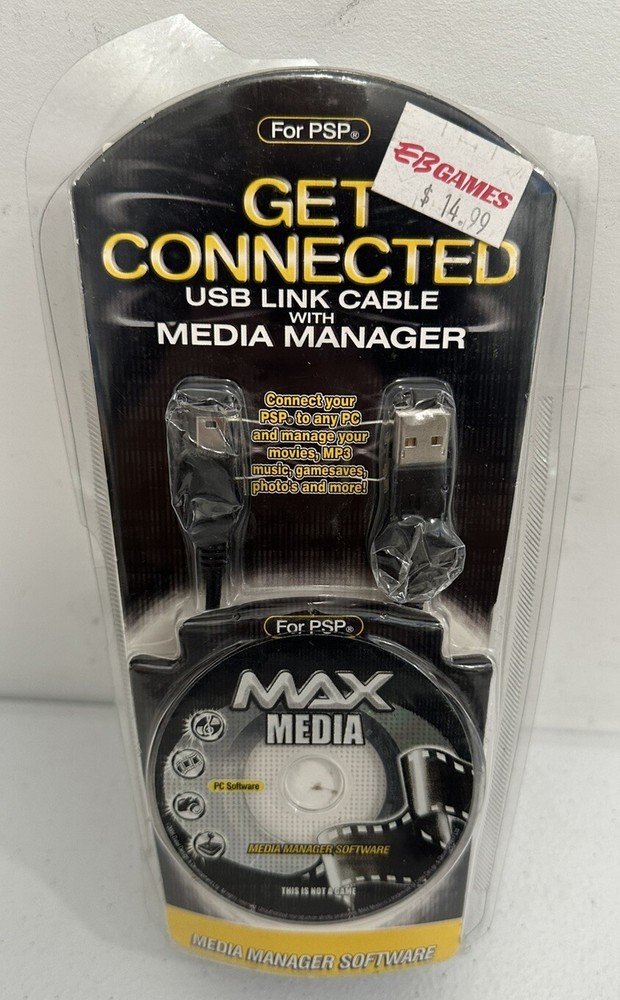 SONY PLAYSTATION PORTABLE PSP GET CONNECTED USB LINK CABLE MEDIA MANAGER