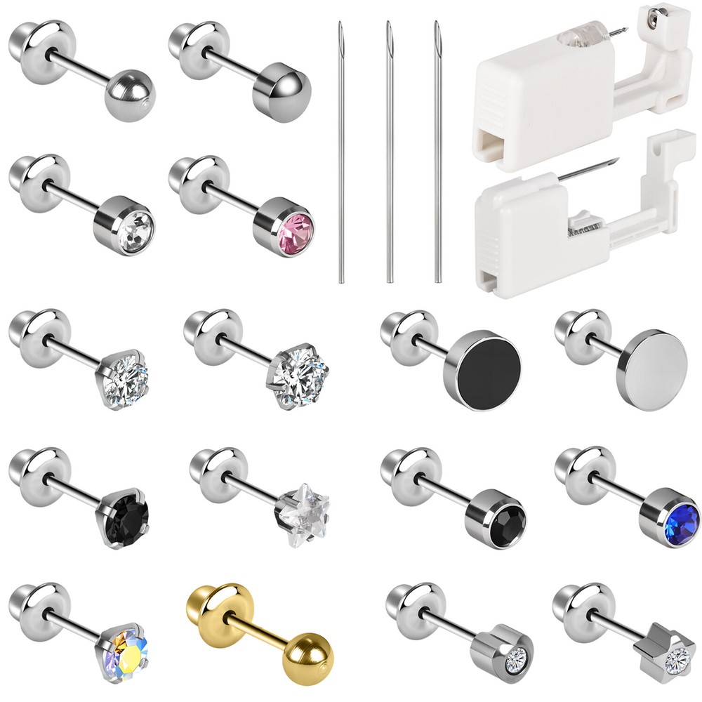 1 Piece Ear Piercing Kit Ear Piercing Gun with CZ Stud Earrings/Piercing Needles