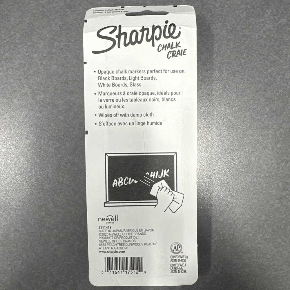 SHARPIE Chalk Marker, Wet Erase Markers, White, 2 Count