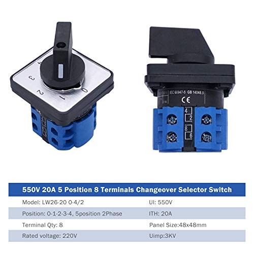 Universal Changeover Switch 20A 550V 8 Terminals 4 Position 8 Terminals 20A