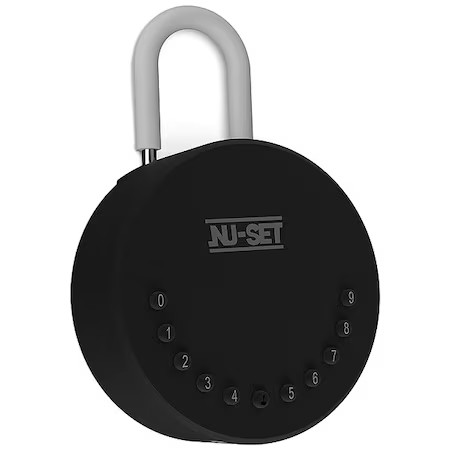 Nu-Set 7012-3 Lock Box, Padlock, Combination, 4.7"H, Black