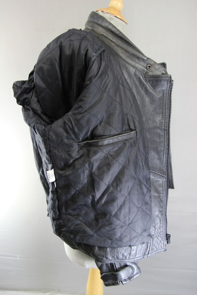 X8 SYSTEMS CLASSIC BLACK LEATHER BIKER JACKET 36 INCH