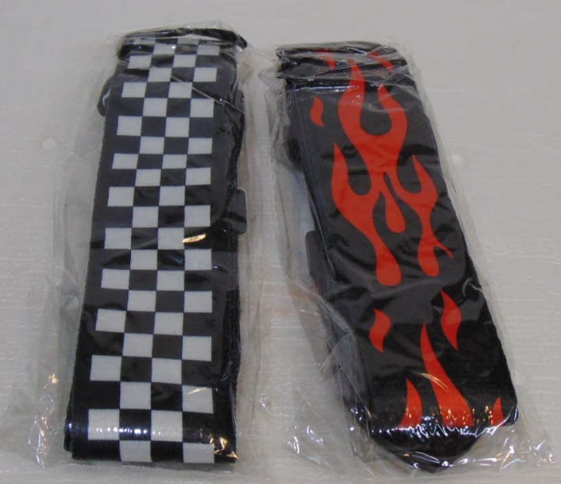 Checker Board Flames Electric Guitar Strap 2" Wide Pattern Adjustable Nylon Lot