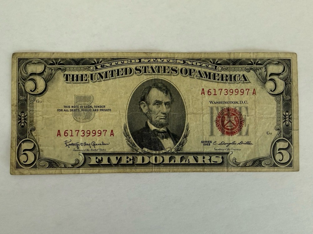 5 Dollar Red Seal US Note $5 1963 A61739997A