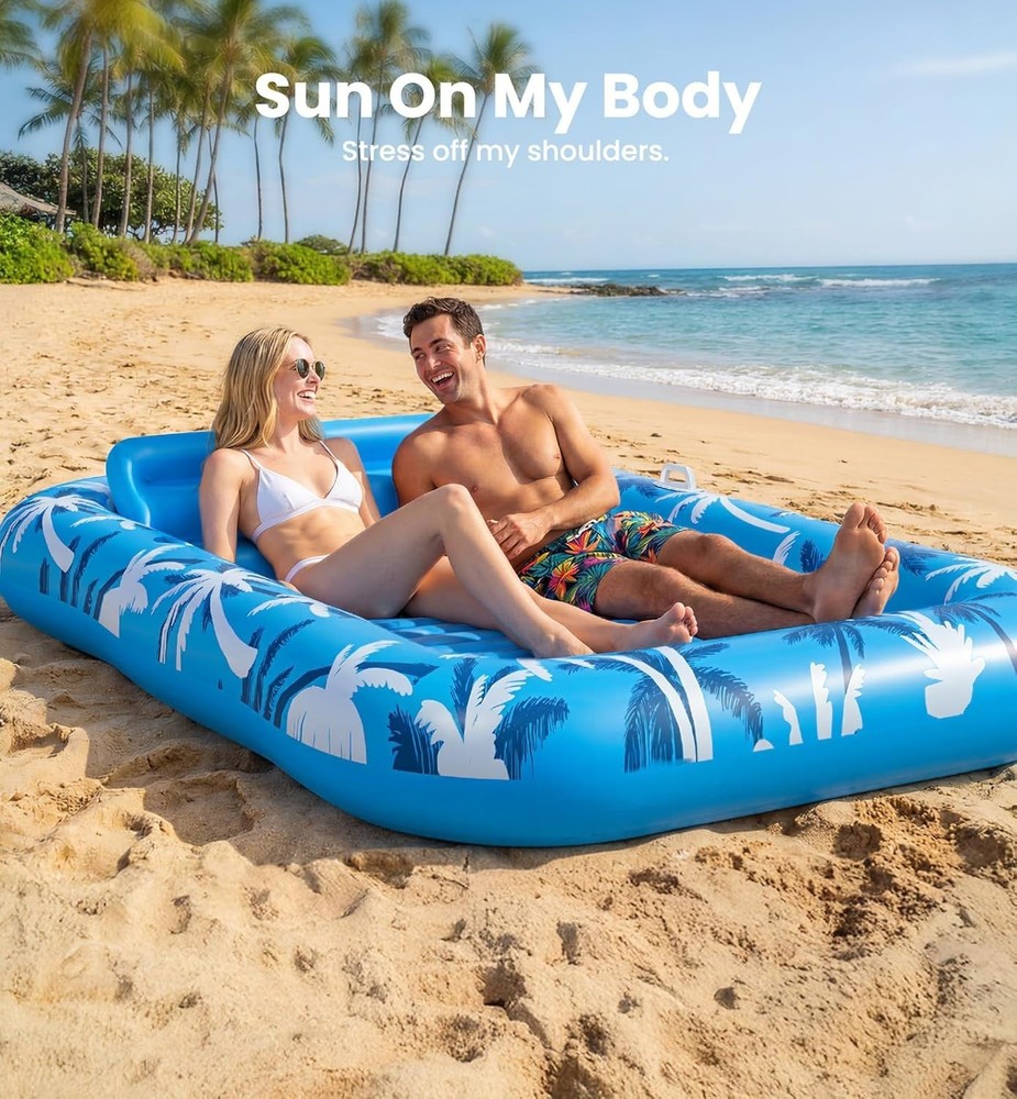 Eco-Friendly Inflatable Tanning Pool Float - UV Protective, Lightweight Design