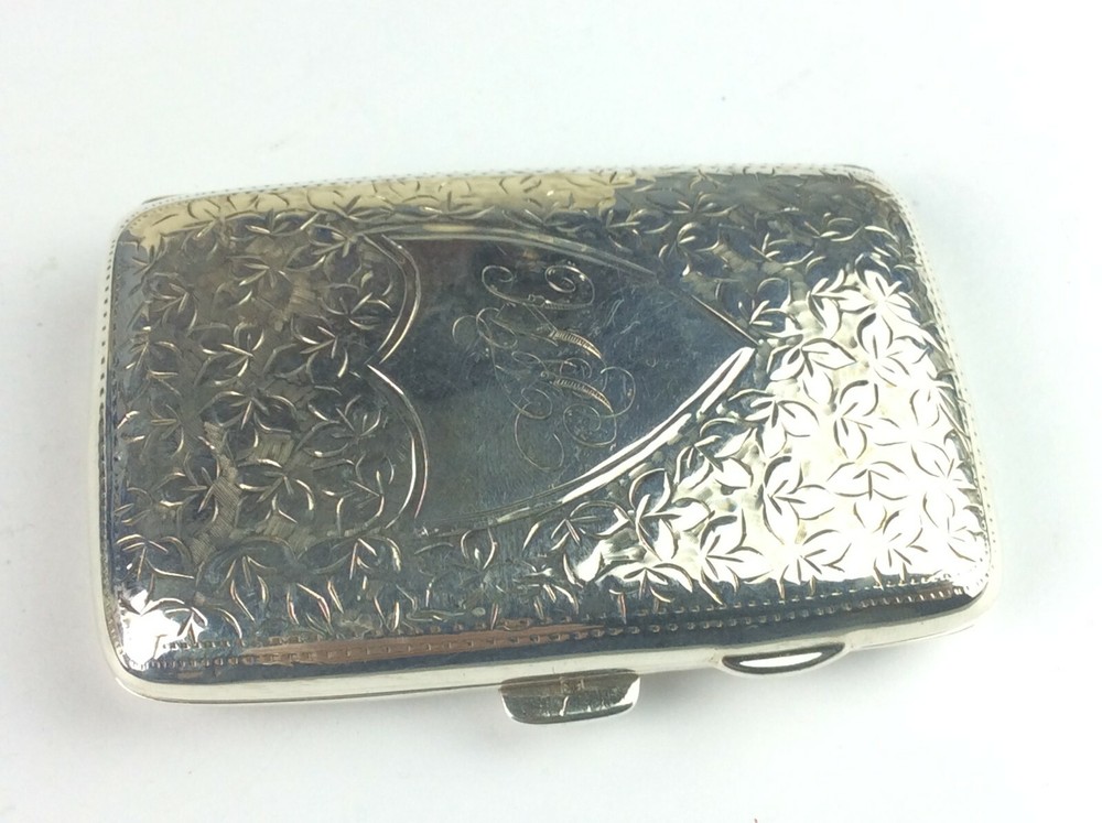 Beautiful Solid Silver Edwardian Cigarette Case Birmingham 1910 Ship Worldwide