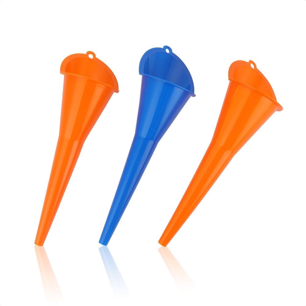 Aferrizu Oil Funnel 3-Pack, Multi Function Plastic Long Neck Clear