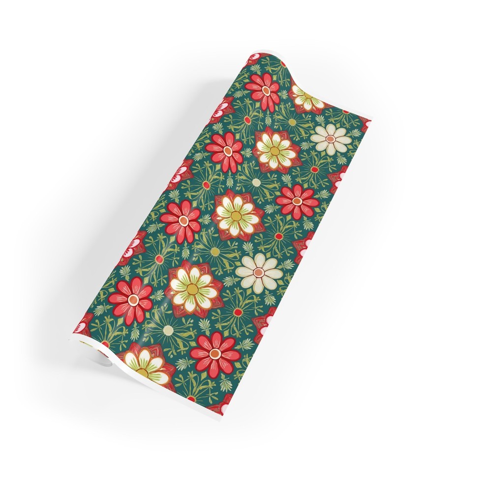 Gift Wrapping Flower Pattern Paper Rolls, 1pc