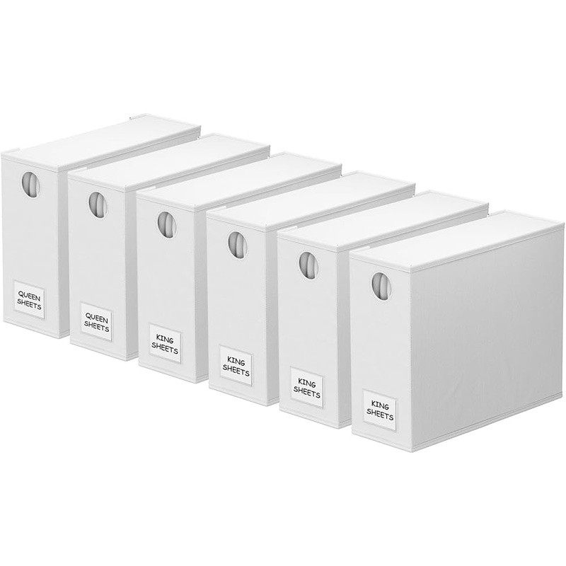 6 Pack Bed Sheet Organizer and Storage, Foldable Sheet Organizer with Window US