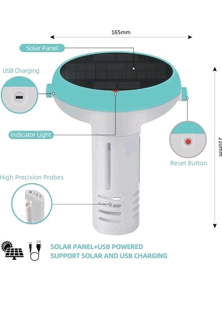 Solar & WiFi Digital Pool Water Tester Smart Floating Monitor - Spa & Hot Tub