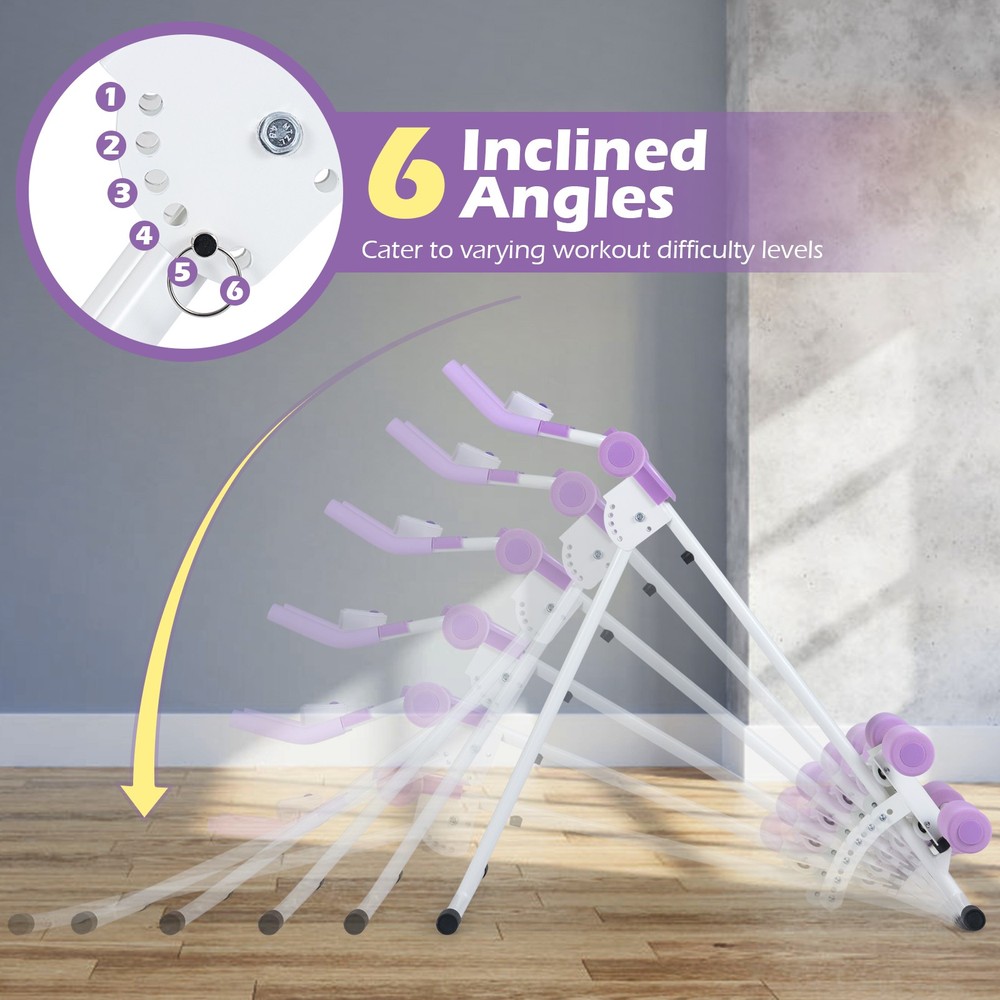 Folding Ab Machine Adjustable Ab Trainer w/6 Inclined Angles & LCD Display