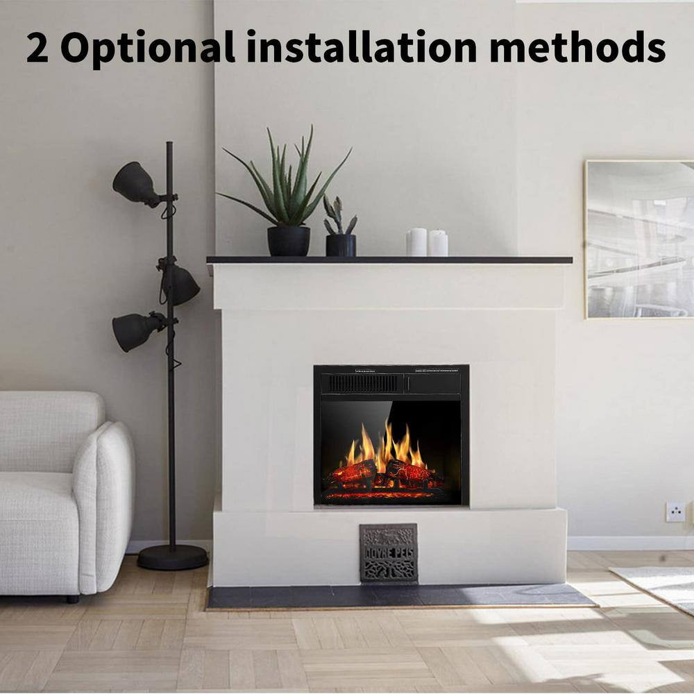 20 In. 400 Sq. Ft. Electric Fireplace Inserts in Black with Remote Control
