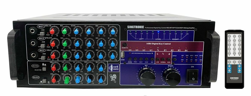 Mixing Amplifier Karaoke 3000W Built HDMI-Arc, Optical, Bluetooth, USB Recording