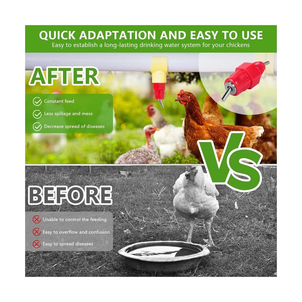 30 Pack Automatic Chicken Waterer Poultry Water Nipple Drinker Feed... Fast Ship