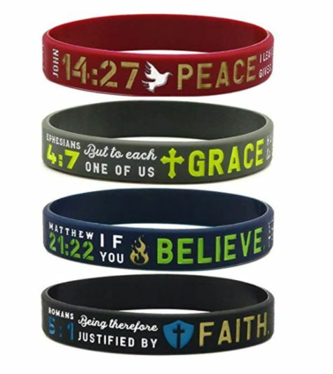 Inspiration Rubber Wristbands Christian Color Bracelets - 4 Scripture Styles