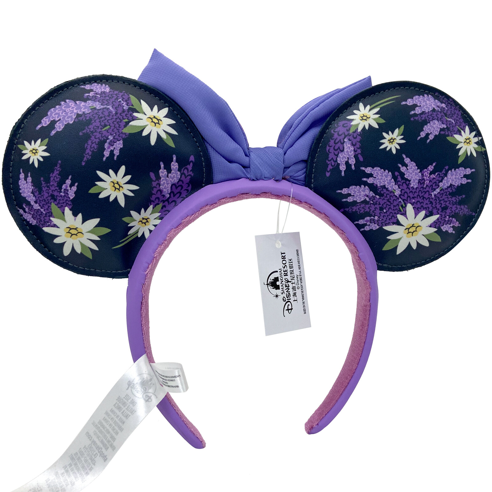Disney Parks French Lavender Flower Purple Bow Minnie Ears Mickey Mouse Headband