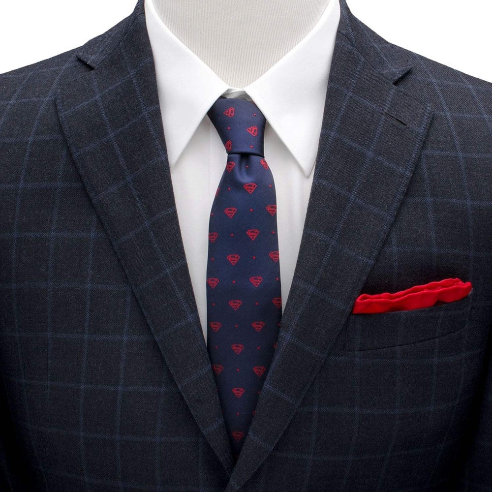 DC Superman Shield Navy and Red Dot Tie