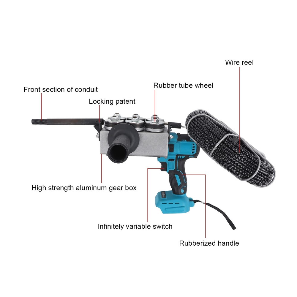 Automatic Wire Stringing Machine, Angle Adjustable Fish Tape Tools with 6 Spa...