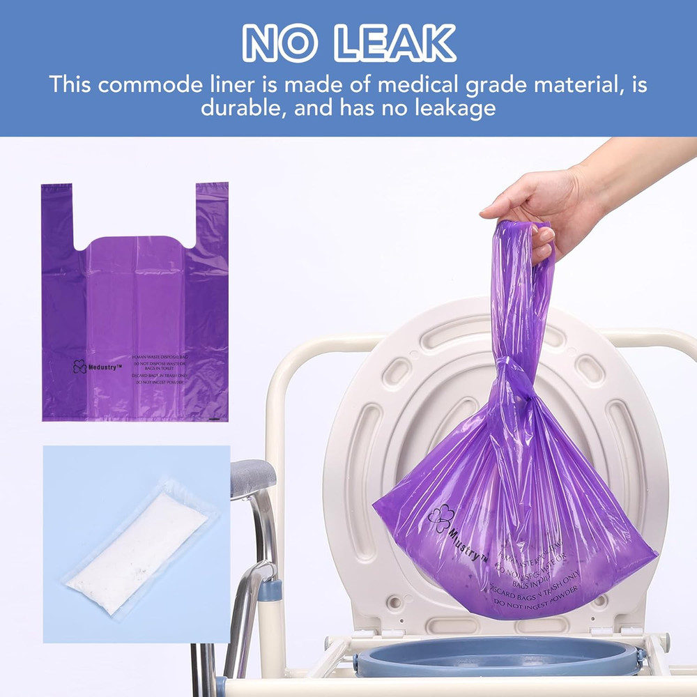 Commode Liners with Super Absorbent Pads - 60 Pack Disposable Bedside Commode Ba