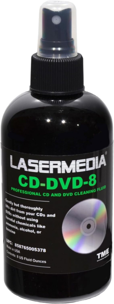 CD DVD Cleaning Solution Fluid (Not a Scratch Remover) 8 Ounce (237 ML) Spray Bo