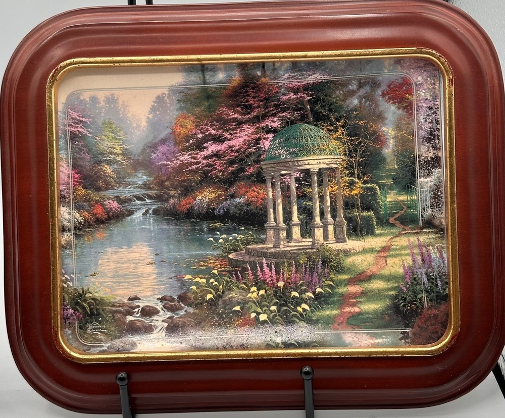 Thomas Kinkade Bradford Exchange Framed Ceramic Tray Set 1998 Pair