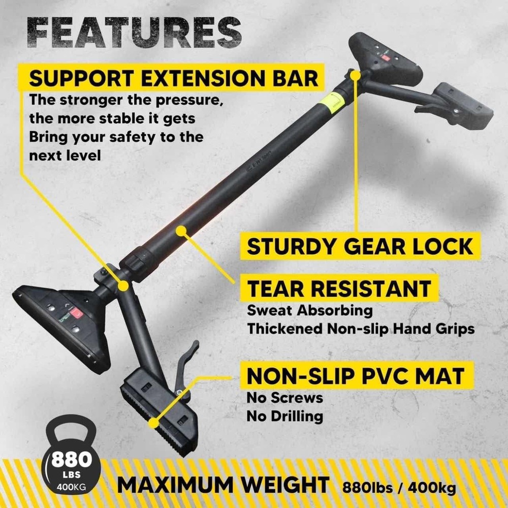 Pull Up Bar Chin Upper Body Workout Dual Security Locking TwoWay Support Gym