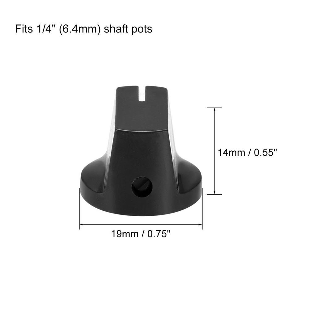 10Pcs 6.4mm Shaft Hole Guitar Effect Pedal Knobs Pointer Control Set Black