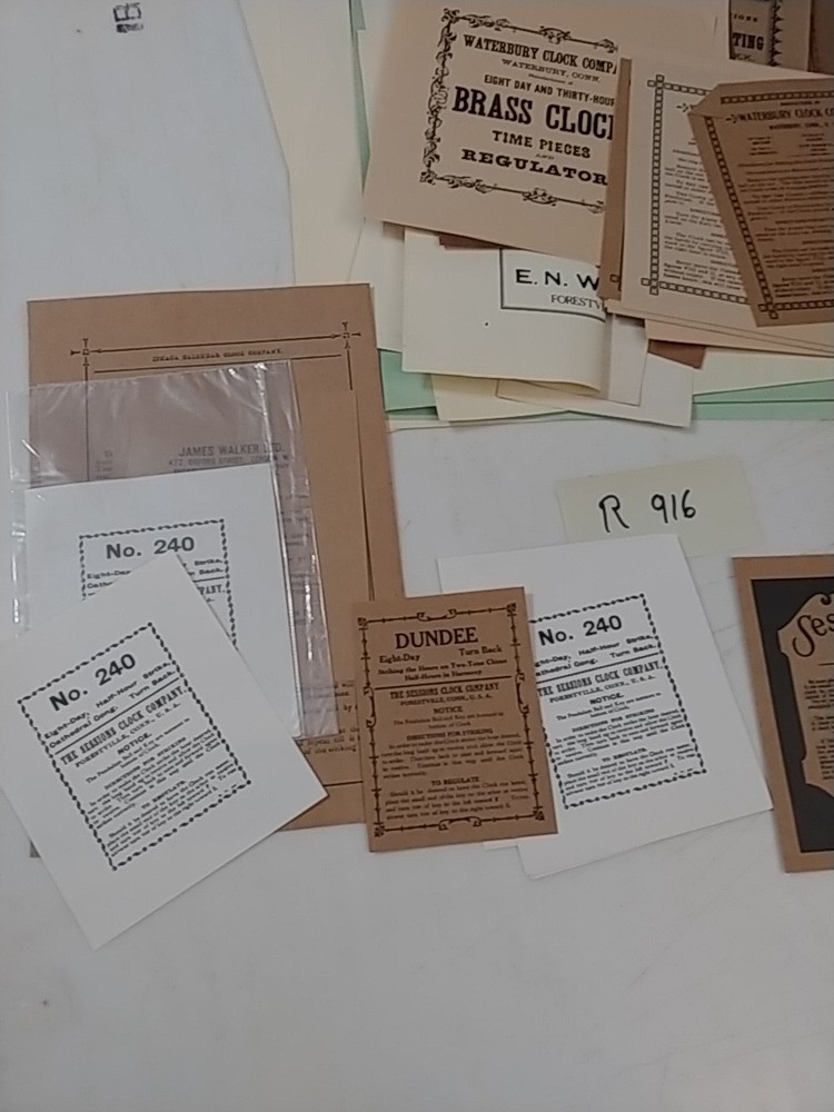 Restoration Replacement Paper Clock Labels & CLOCK DIRECTIONS