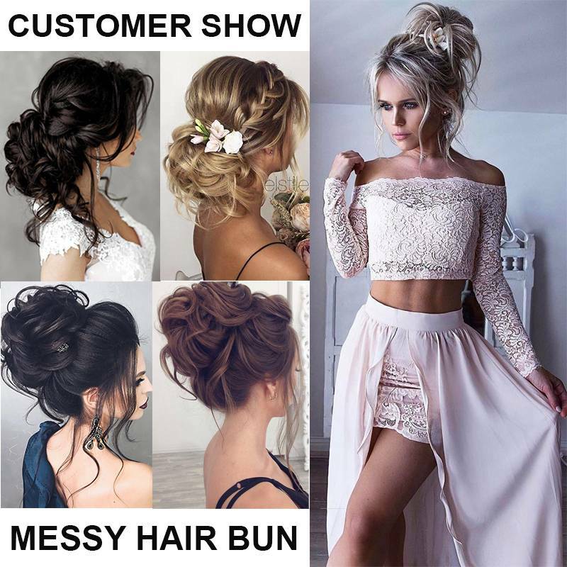 7" Messy Bun Hair Piece Scrunchie Updo Real Thick Hair Extensions as Human Hair