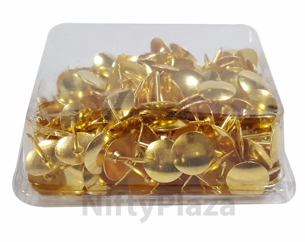 200 Push Pin Thumb Tacks BRASS Gold Drawing board No Rust - Sharp Point
