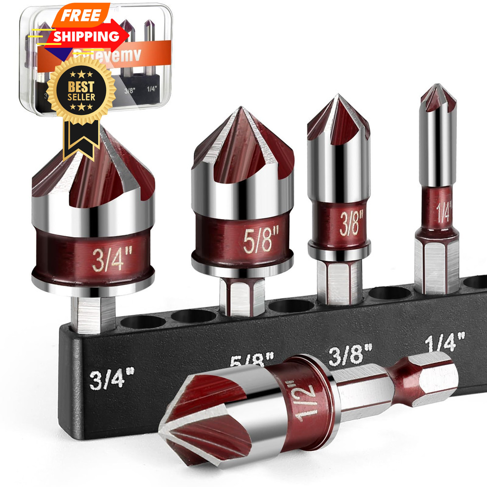 Pylevemv 5Pcs Countersink Drill Bit Set, Premium with One Size