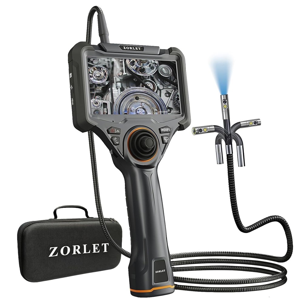 Flexible Borescope Camera 360 Dual Lens 5in Display Control
