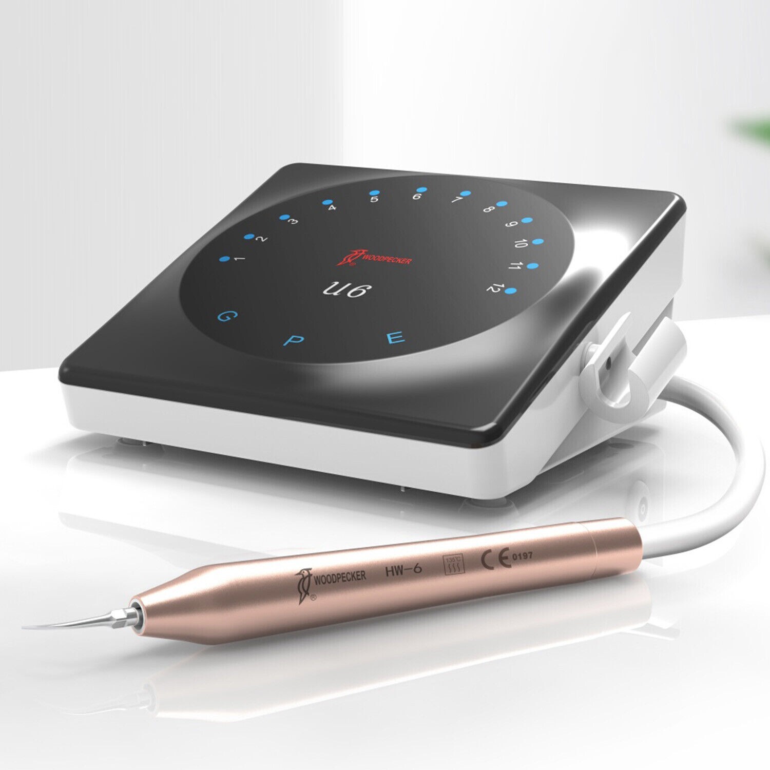 Original Woodpecker Dental U6  Ultrasonic Piezo Scaler HW-6 Handpiece 7 Tips