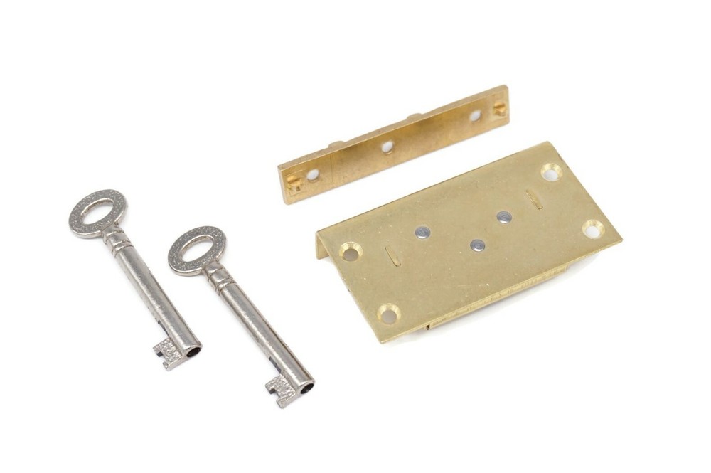 Half Mortise Lock Chest Trunk Large Box Lock Solid Brass Cabinet Lock 2 Keys