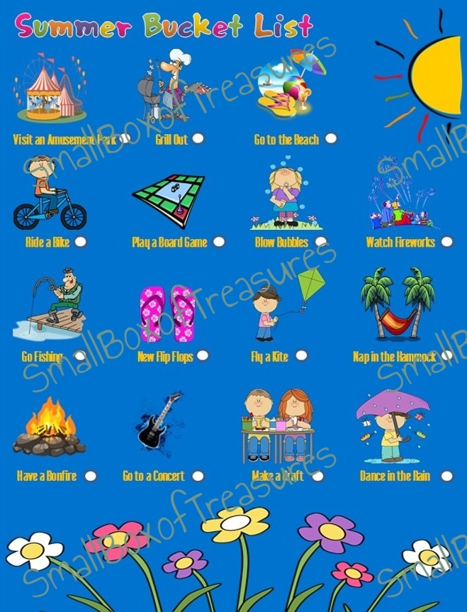 Summer Bucket List Dashboard Insert for use with Happy Planner