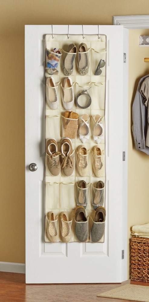 24-Pocket Hanging Shoe Organizer Mainstays Canvas Over Door Storage