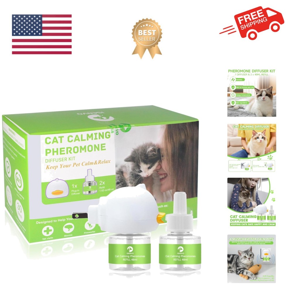 Cat Pheromones Calming Diffuser, 2 in 1 Cat Calming Starter Kit Diffuser Head...