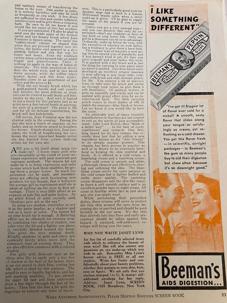 Beeman's Gum, Beemans, Vintage Print Ad