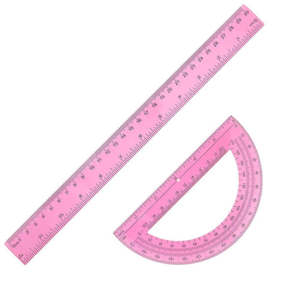 2 Pack Protractor and Ruler Set, Plastic 12 Inch Ruler and 6 Inch Protractor,...