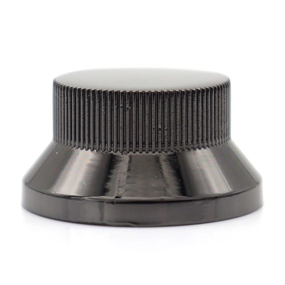 4Pcs Black Nickel Metal Hat Top Flat Top Bass Guitar Knobs Push-in Control Knobs